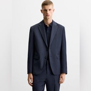 Zara Suit Jacket, Blue Plaid, sz 44